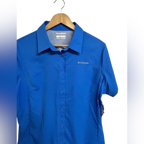 Columbia Omni Shade Women’s Meadowgate Short Sleeve Top Blue Size XL NWT - Picture 2 of 7